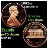 1992-s Proof Lincoln Cent 1c GEM++ Proof Deep Came