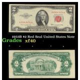 1953B $2 Red Seal United States Note Grades xf