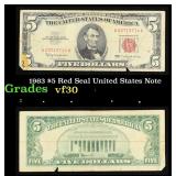 1963 $5 Red Seal United States Note Grades vf++