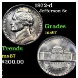 1972-d Jefferson Nickel 5c Grades GEM++ Unc