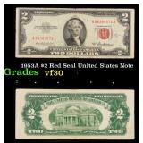 1953A $2 Red Seal United States Note Grades vf++