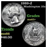 1989-d Washington Quarter 25c Grades GEM+ Unc