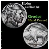 Hobo Buffalo Nickel 5c Grades Hand Carved