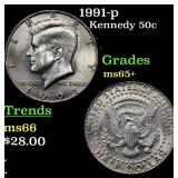 1991-p Kennedy Half Dollar 50c Grades GEM+ Unc