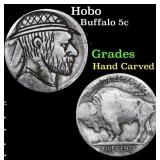 Hobo Buffalo Nickel 5c Grades Hand Carved