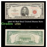 1963 $5 Red Seal United States Note Grades vf++