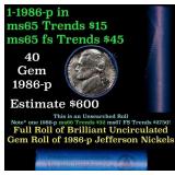 BU Shotgun Jefferson 5c roll, 1986-p 40 pcs Bank $