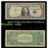 1957A $1 Blue Seal Silver Certificate Grades vf+
