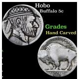 Hobo Buffalo Nickel 5c Grades Hand Carved