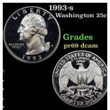 1993-s Proof Washington Quarter 25c Grades GEM++ P