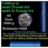 BU Shotgun Jefferson 5c roll, 1986-p 40 pcs Bank $