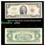 1963 $2 Red Seal United States Note Grades xf+