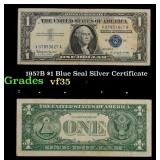 1957B $1 Blue Seal Silver Certificate Grades vf++