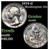 1974-d Washington Quarter 25c Grades GEM+ Unc
