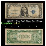 1935E $1 Blue Seal Silver Certificate Grades vf+