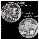 Hobo Buffalo Nickel 5c Grades Hand Carved