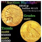 ***Major Highlight*** 1914-p Gold Indian Quarter E