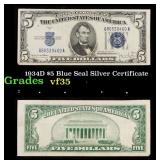 1934D $5 Blue Seal Silver Certificate Grades vf++