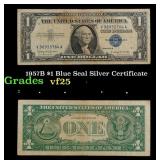 1957B $1 Blue Seal Silver Certificate Grades vf+