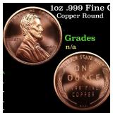 1oz .999 Fine Copper Bullion Round - Lincoln Penny