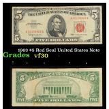 1963 $5 Red Seal United States Note Grades vf++