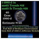 BU Shotgun Jefferson 5c roll, 1990-d 40 pcs Bank $