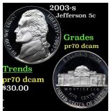 2003-s Proof Jefferson Nickel 5c GEM++ Proof Deep
