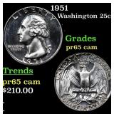 1951 Proof Washington Quarter 25c Grades GEM Proof