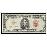 1963 $5 Red Seal United States Note Grades Choice