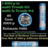 BU Shotgun Jefferson 5c roll, 2003-p 40 pcs Bank $