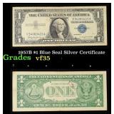 1957B $1 Blue Seal Silver Certificate Grades vf++