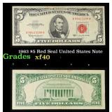 1963 $5 Red Seal United States Note Grades xf