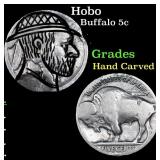 Hobo Buffalo Nickel 5c Grades Hand Carved