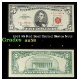 1963 $5 Red Seal United States Note Grades Choice