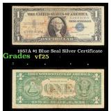 1957A $1 Blue Seal Silver Certificate Grades vf+