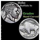 Hobo Buffalo Nickel 5c Grades Hand Carved