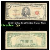 1963 $5 Red Seal United States Note Grades f+