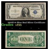 1935D $1 Blue Seal Silver Certificate Grades vf++
