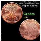 1oz .999 Fine Copper Bullion Round - Walking Liber
