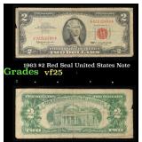 1963 $2 Red Seal United States Note Grades vf+