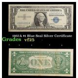 1957A $1 Blue Seal Silver Certificate Grades vf+