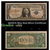 1957B $1 Blue Seal Silver Certificate Grades vf+