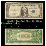 1935D $1 Blue Seal Silver Certificate Grades vf+