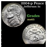 2004-p Peace Medal Jefferson Nickel 5c Grades GEM