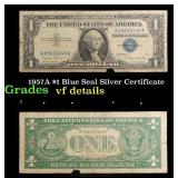 1957A $1 Blue Seal Silver Certificate Grades vf de