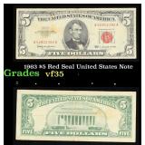 1963 $5 Red Seal United States Note Grades vf++