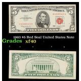 1963 $5 Red Seal United States Note Grades xf
