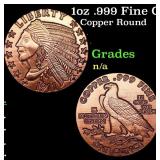 1oz .999 Fine Copper Bullion Round - Indian Gold C