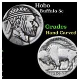 Hobo Buffalo Nickel 5c Grades Hand Carved