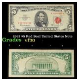 1963 $5 Red Seal United States Note Grades vf++